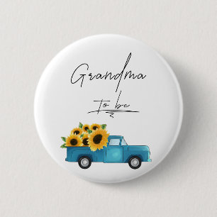 Aquarell-LKW mit Sonnenblumen Oma wird Button