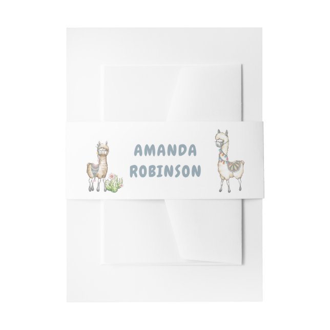 Aquarell Llama-Kinderdusche Einladungsbanderole (Vorderseite Beispiel)