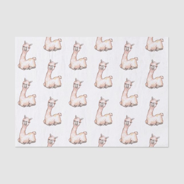 Aquarell Llama-Kinderdusche Seidenpapier (Vorderseite)