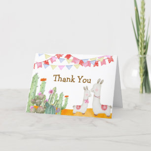 Aquarell Llama Wüste Kaktus Fiesta Baby Dusche Dankeskarte