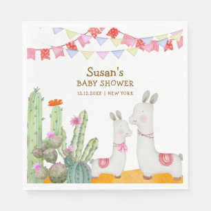 Aquarell Llama Wüste Kaktus Fiesta Baby Dusche Serviette