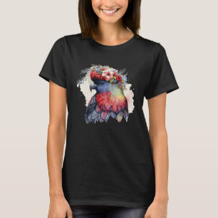 Aquarell-Lorikeet-Papagei-Roter-Lori-Vogel-Blumen- T-Shirt