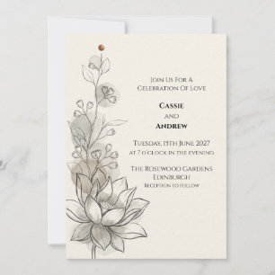 Aquarell-Lotus-Botanische-Hochzeitseinladung Einladung