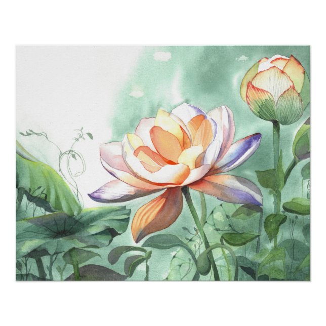 Aquarell-Lotus Poster (Vorderseite)