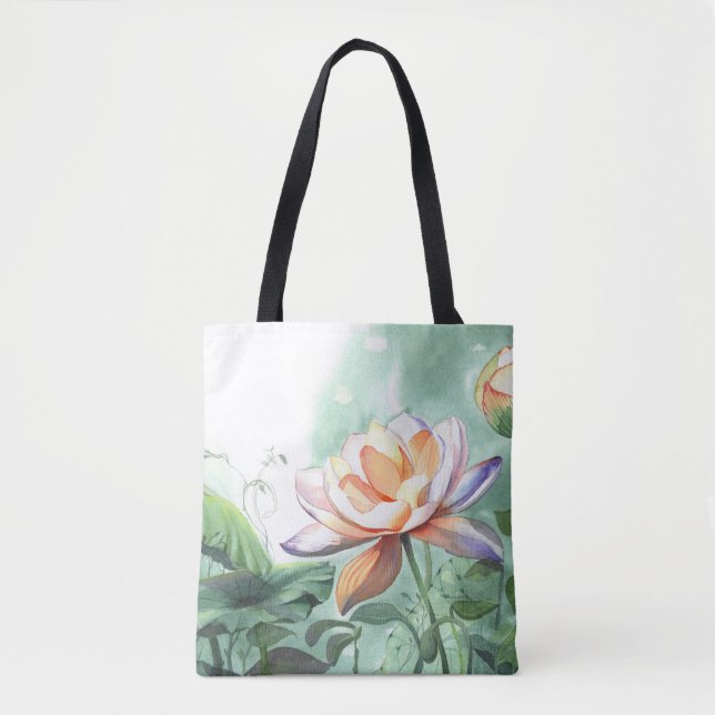 Aquarell-Lotus Tasche (Vorderseite)