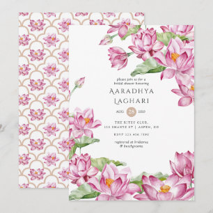 Aquarell-Lotusblume indische Brautparty Einladung