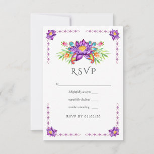 Aquarell-Lotusblume indische Hochzeit RSVP Karte