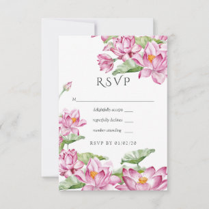 Aquarell-Lotusblume indische Hochzeit RSVP Karte