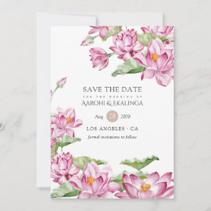 Aquarell-Lotusblume indische Hochzeit Save The Date