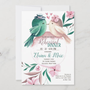 Aquarell Lovebirds Einladung