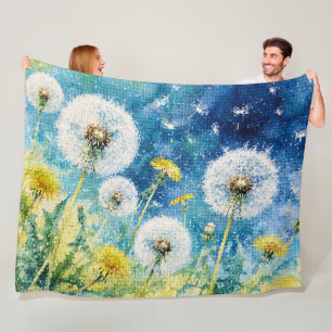 Aquarell-Löwenzahn-Träume Geometrisch Floral Fleecedecke