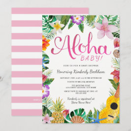 Aquarell Luau Babyparty laden | Rosa ein Einladung