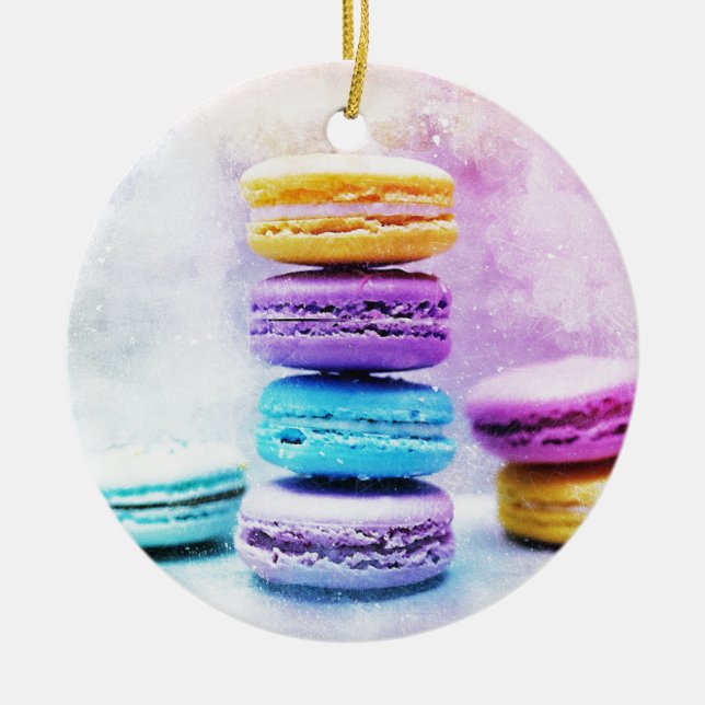 Aquarell Macaroon Lebensmittel Abstrakt Keramik Ornament (Vorne)