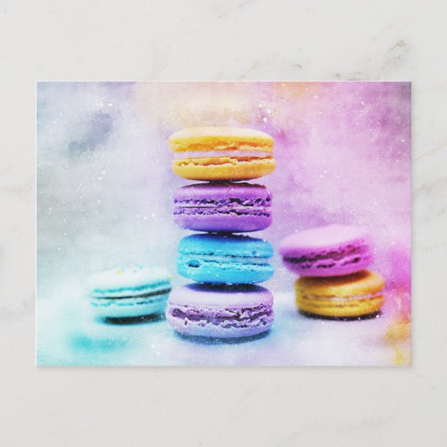 Aquarell Macaroon Lebensmittel Abstrakt Postkarte (Vorderseite)