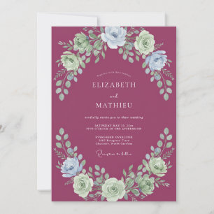 Aquarell Magenta Kranz Hochzeit Einladung