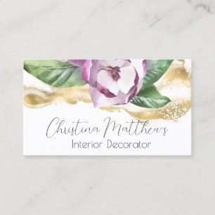 Aquarell-Magnolie und Gold Visitenkarte