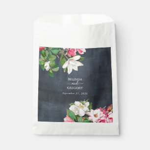 Aquarell-Magnolien-Blumen-Hochzeit Schwarz Weiß Geschenktütchen
