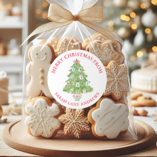 Aquarell Mahjong Weihnachtsbaum Geschenk Runder Aufkleber