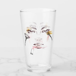 Aquarell-Make-upgesicht Glas