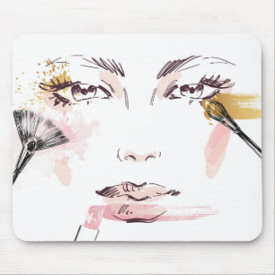 Aquarell-Make-upgesicht Mousepad