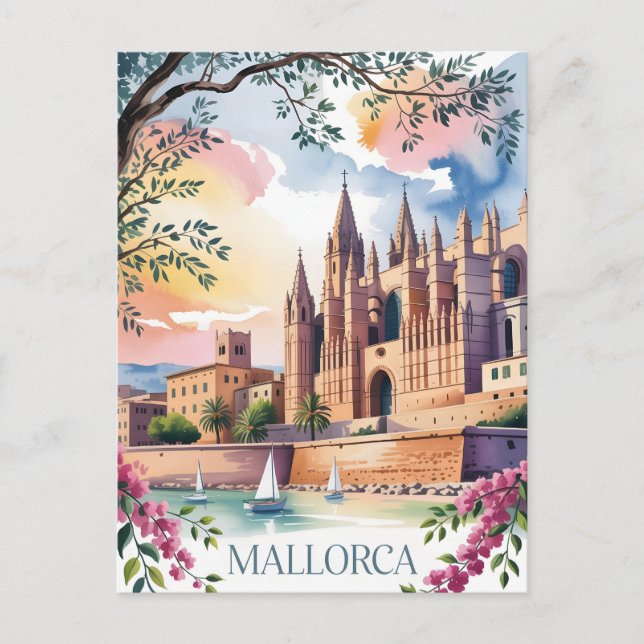 Aquarell-Malerei auf Mallorca Postkarte (Vorderseite)