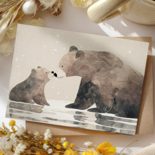 Aquarell-Mama-Bär & Jungtier Süßer Muttertag  Postkarte