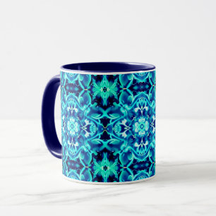 Aquarell-Mandala-Blume in Schattierungen von Indig Tasse