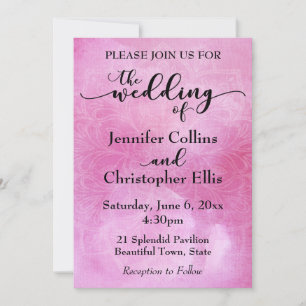 Aquarell-Mandala-Hochzeits-Einladung in Tiefrosa Einladung