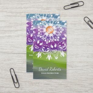 AQUARELL-MANDALA-LOGO KUNDENGEBUNDENER YOGA-LEHRER VISITENKARTE