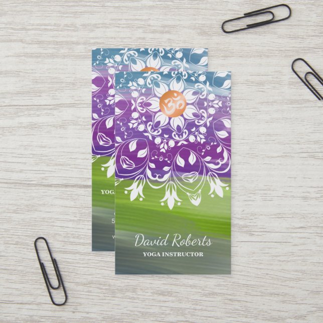 AQUARELL-MANDALA-LOGO KUNDENGEBUNDENER YOGA-LEHRER VISITENKARTE (Vorderseite/Rückseite Beispiel)