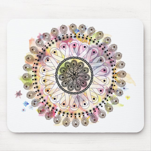 Aquarell-Mandala Mousepad (Vorne)