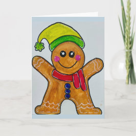 Aquarell-Mann-von-Lebkuchen-Leere-Grußkarte   Karte