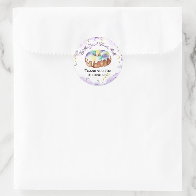 Aquarell Mardi Gras, Fett Dienstag Party Runder Aufkleber (Tasche)