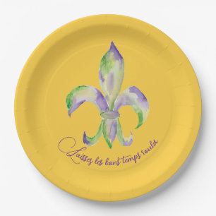 Aquarell-Mardi-Gras-Fleur-de-Lis Pappteller