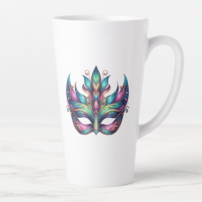 Aquarell Mardi Gras Maske Milchtasse (Rechts)