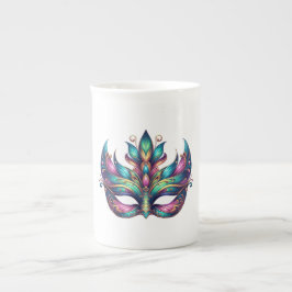 Aquarell Mardi Gras Maske Prozellantasse