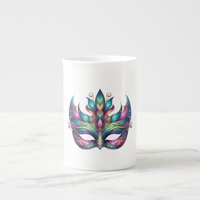Aquarell Mardi Gras Maske Prozellantasse (Vorderseite)