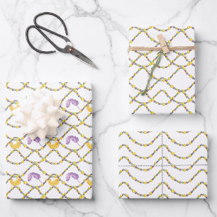 Aquarell-Mardi-Gras-Perlen Geschenkpapier Set