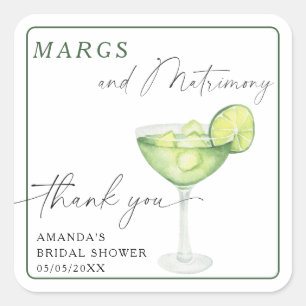 Aquarell Margarita Danke Brautbad  Quadratischer Aufkleber