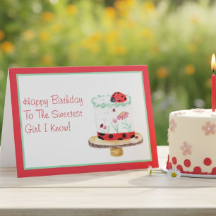 Aquarell-Marienkäfer-Torte Alles Gute zum Geburts Karte