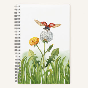 Aquarell-Marienkäfer und Löwenzahn Notizbuch