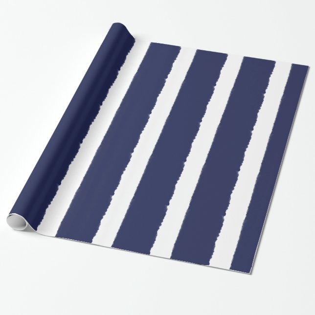 Aquarell-Marine und weiße Streifen Geschenkpapier (Ungerollt)