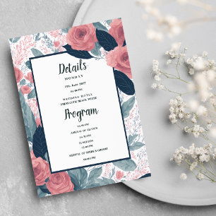 Aquarell marineblau rosa florale Details Programm