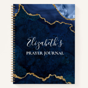 Aquarell-Marmor-Gold-Blau-Geoden-Gebetsjournal Notizbuch