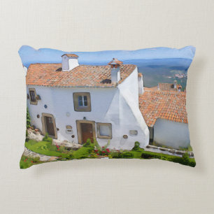 Aquarell Mediterranes Haus Dekokissen