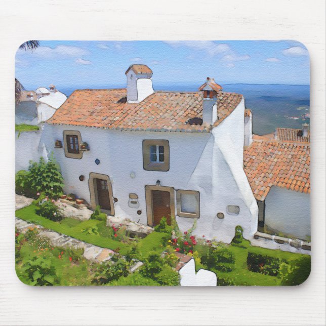 Aquarell Mediterranes Haus Mousepad (Vorne)