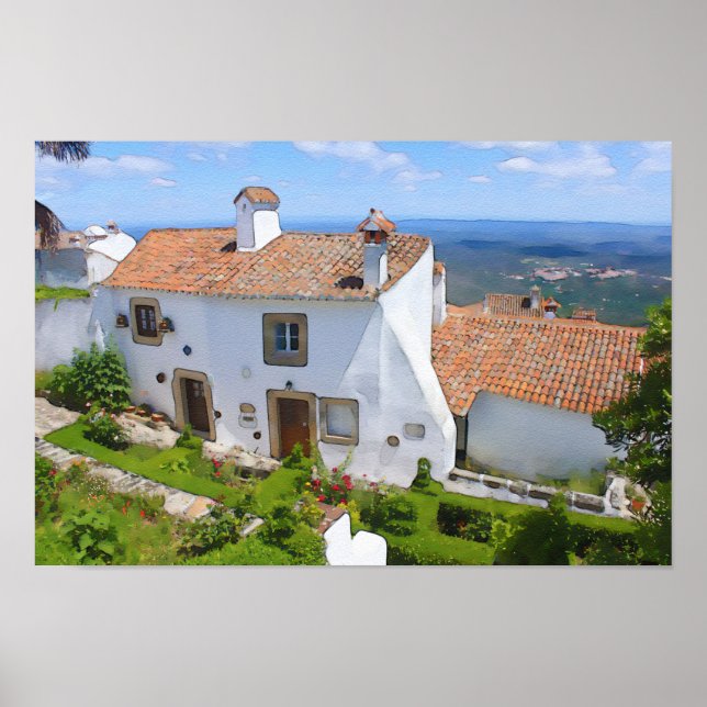 Aquarell Mediterranes Haus Poster (Vorne)