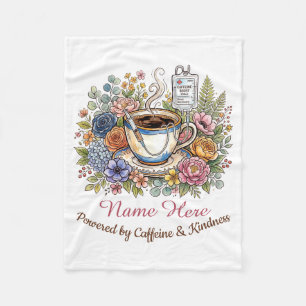 Aquarell-Medizin-Kaffee-Blumen Personalisierter Na Fleecedecke