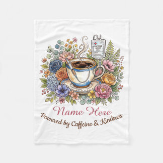 Aquarell-Medizin-Kaffee-Blumen Personalisierter Na Fleecedecke