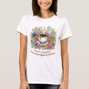 Aquarell Medizin Kaffee Floral Personalisierter Na T-Shirt